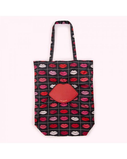 Lulu Guinness Red Multi Lips Foldaway Shopper