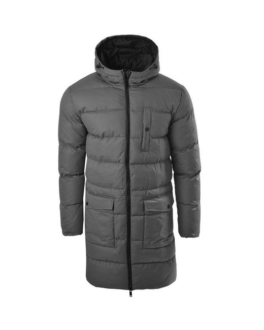 Soulstar Gray Longline Padded Hooded Puffer Jacket for men