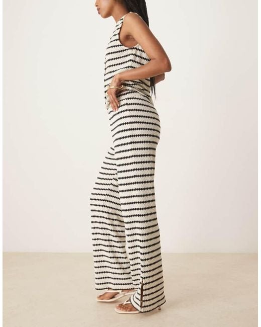 Nobody's Child Natural Textured Stripe Wide Leg Trousers Co-Ord