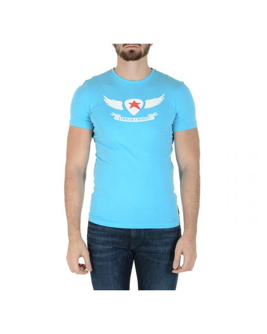 Andrew Charles by Andy Hilfiger Blue T-Shirt Short Sleeves Round Neck Light Keita for men