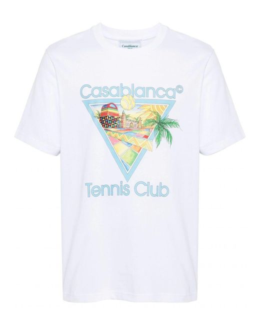 Casablancabrand White Afro Cubism Tennis Club Printed T-Shirt for men