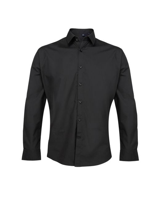 PREMIER Black Supreme Heavier Weight Poplin Long Sleeve Work Shirt for men