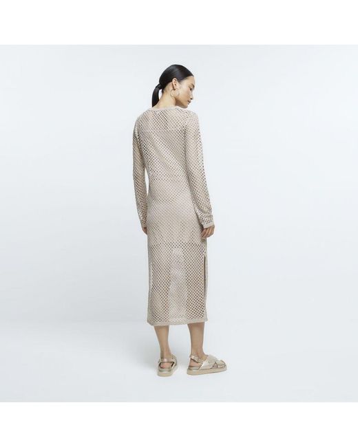 River Island White Jumper Midi Dress Knitted Sequin