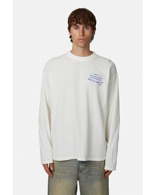 Good For Nothing White Long Sleeve Waffle Camo Tee for men