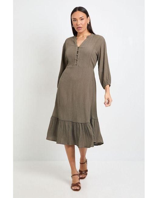 Wallis Natural Cheesecloth Button Midi Dress