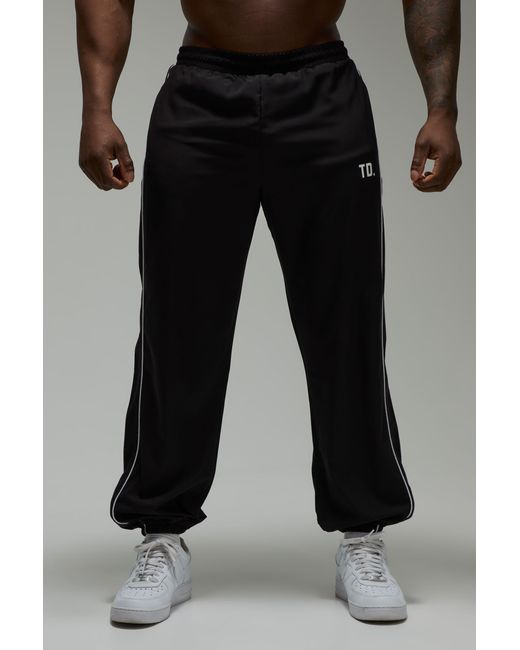 BoohooMAN Black Training Dept Regular Fit Cuffed Woven Joggers for men