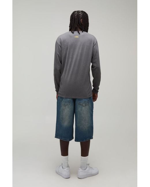 BoohooMAN Green Oversized Ofcl Washed Brazil Long Sleeve T-Shirt for men