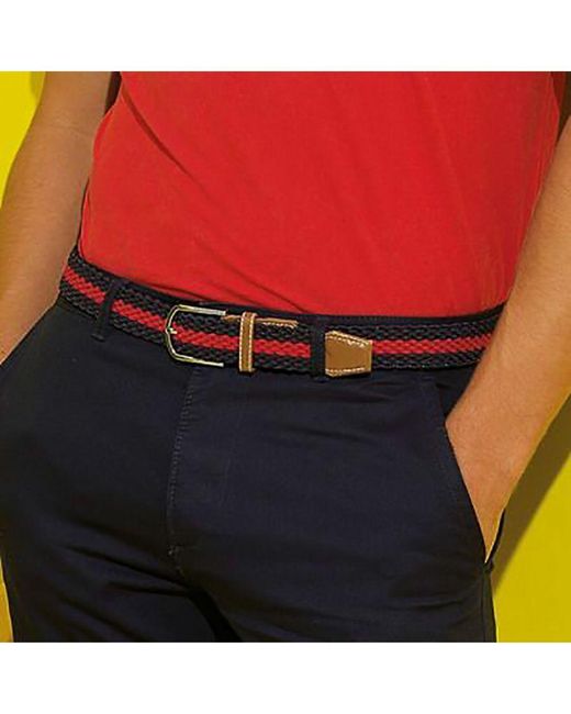 Asquith & Fox Red Two Colour Stripe Braid Stretch Belt (/) for men