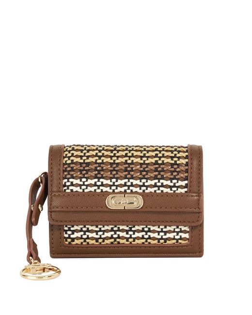 Dune Metallic Kimble Reptile-Effect Leather Card Holder