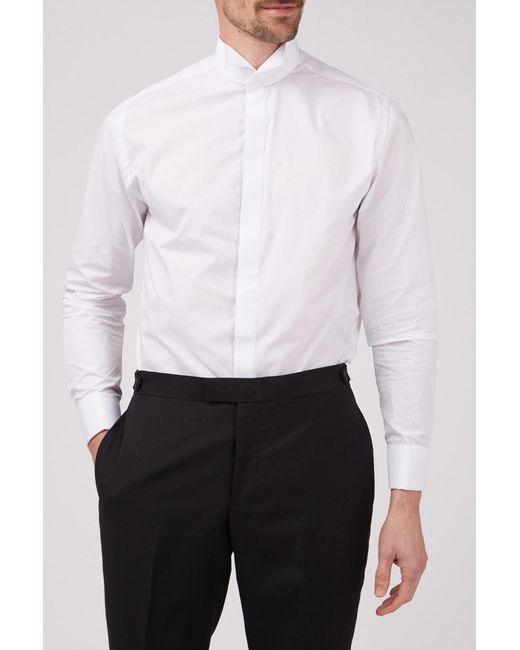 Racing Green White Tailored Double Cuff Dress Shirt for men