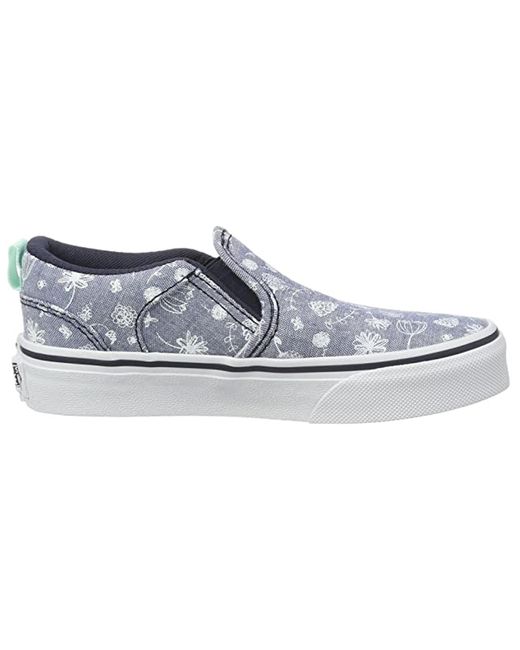 Vans Asher Lage Top Slip-on Blauw Canvas Dames Plimsolls 38dsmo2 in het Blue
