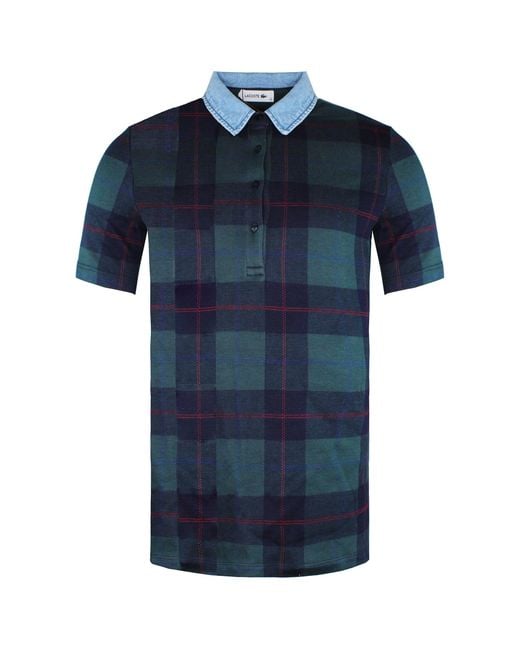 Lacoste Blue Plaid Polo Shirt Cotton for men