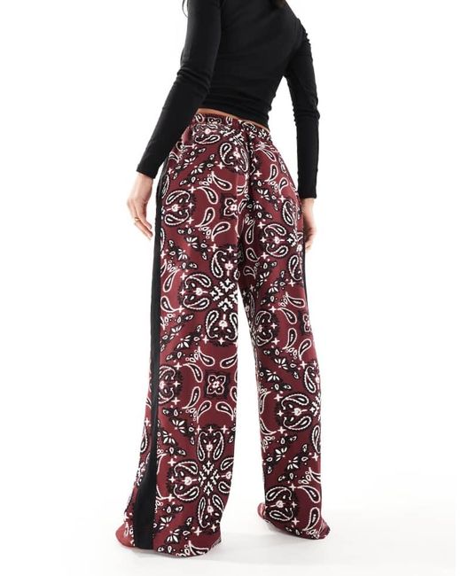 ASOS Red Pull On Trousers With Contrast Panel