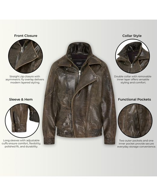 Infinity Leather Green Cow Biker Blouson Jacket