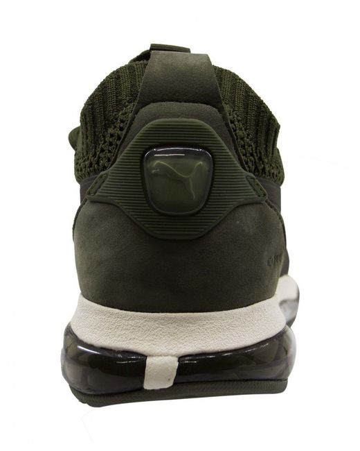 PUMA Black S Cell Motion Waffle Knit Green Textile Lace Up Trainers 364873 03 for men