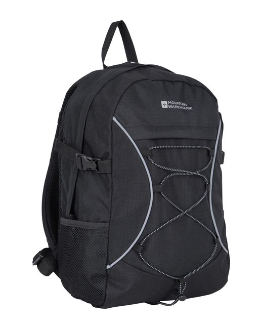 Mountain Warehouse Black 'Bolt' Backpack With Multiple Pockets Ripstop Fabric Everyday Rucksack