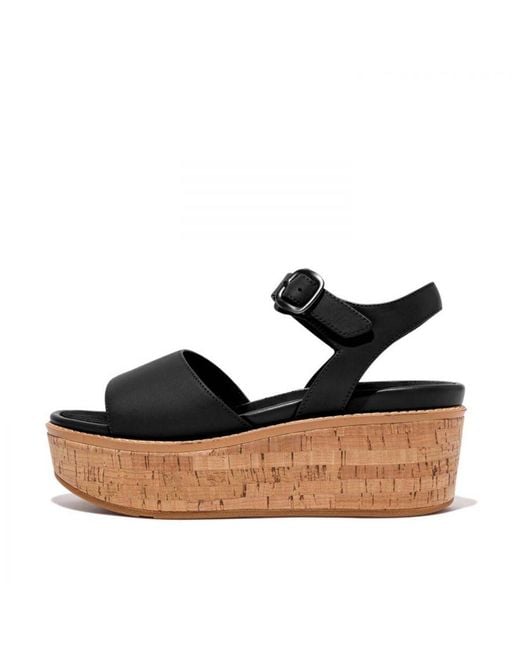 Fitflop Black Womenss Fit Flop Eloise Leather Back-Strap Wedge Sandals