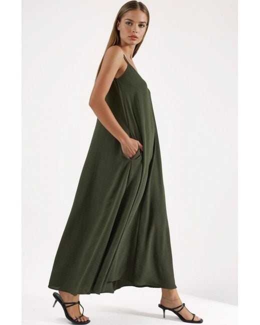 Hiccup Green A-Form Maxi Dress