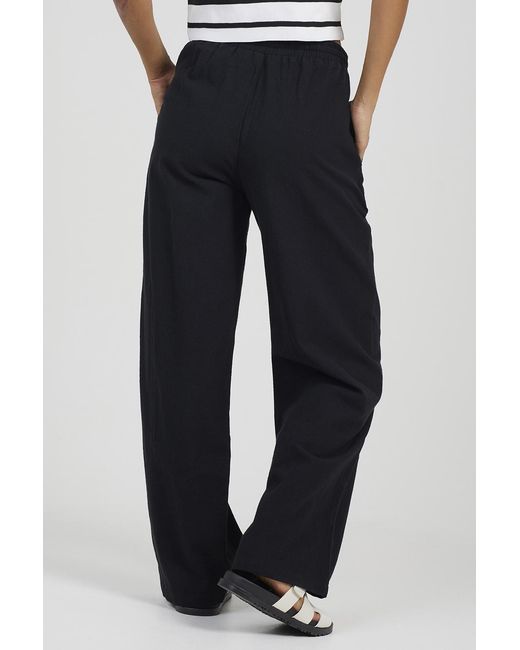 Brave Soul Black Linen Look Drawcord Trousers