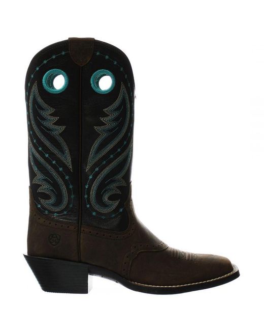 Ariat Black Round Up Melrose Western Boots Leather