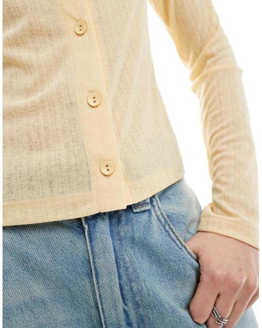 ASOS White Shrunken Button Up Dry Handle Rib Cardigan