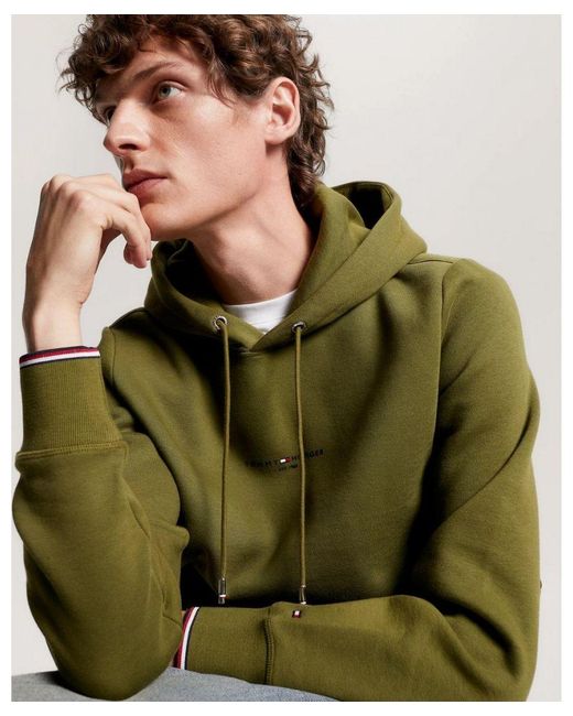 Tommy Hilfiger Green Tommy Logo Tipped Hoodie for men