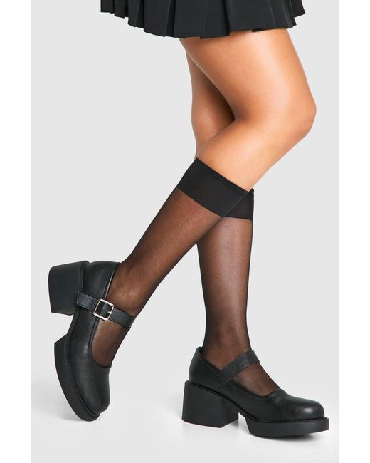 Boohoo Black Chunky Heeled Mary Janes