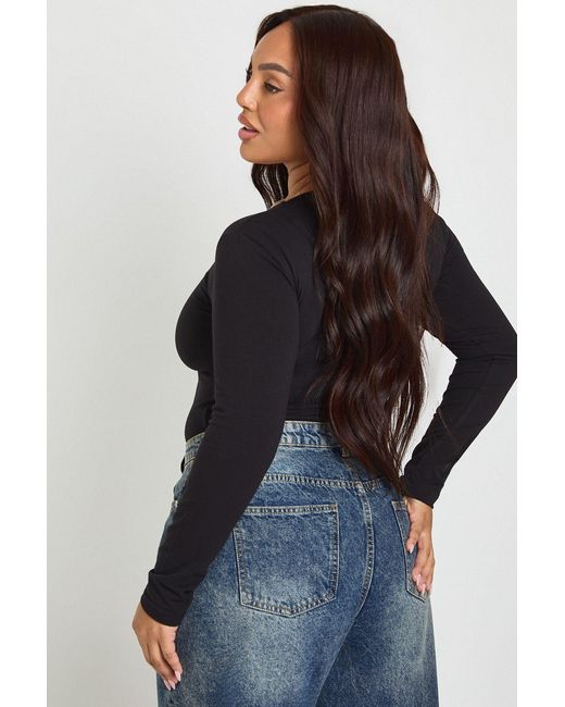 Boohoo Black Plus Long Sleeve Crew Neck Bodysuit
