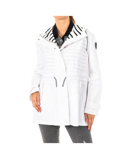 La Martina White Long-Sleeved Jacket With Fixed Hood And Adjustable Drawstring Lwo002