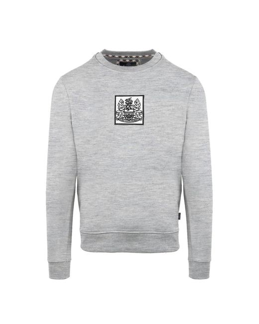 Aquascutum Gray Crew Neck Ribbed Collar Long Sleeve Sweatshirt for men