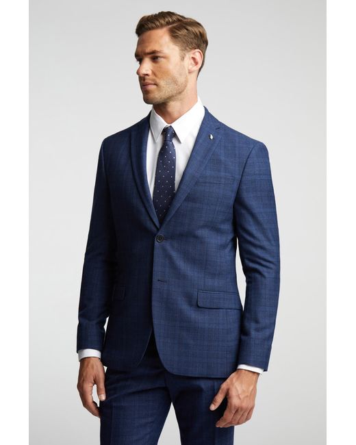Ted Baker Blue Slim Fit Soft Check Jacket for men