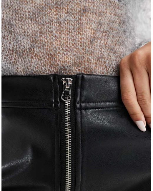 ASOS Black Zip Detail Leather Look Maxi Skirt