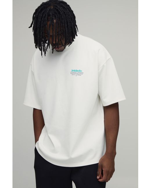BoohooMAN White Tall Oversized Extended Neck Super Premium Heavyweight Limited T-Shirt for men