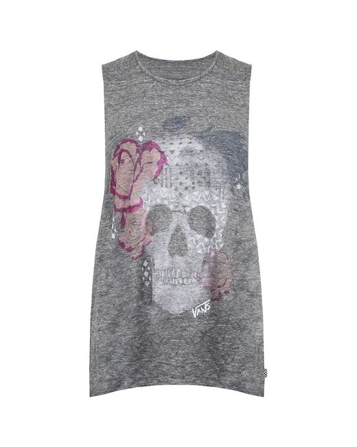 Vans Gray Off The Wall Sketchy Skull Top Cotton