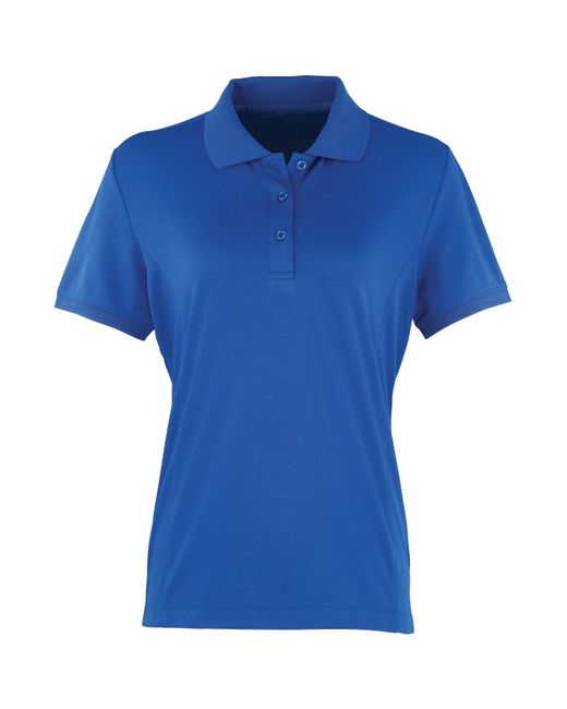 PREMIER Blue Ladies Coolchecker Short Sleeve Pique Polo T-Shirt (Royal)