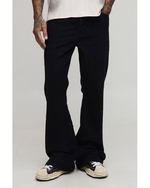 BoohooMAN Blue Tall Extreme Flared Denim Jeans for men