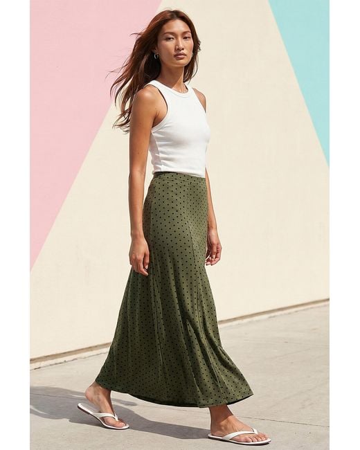 Roman Green Polka Dot Midi Skirt