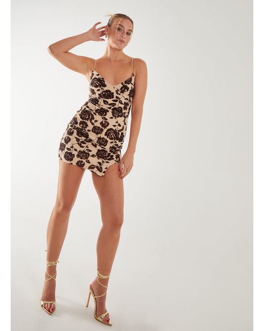 Pink Vanilla White Flock Floral Strappy Mini Dress