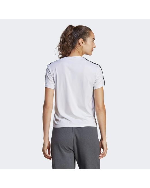 Adidas Originals Blue Aeroready Train Essentials 3-Stripes Tee