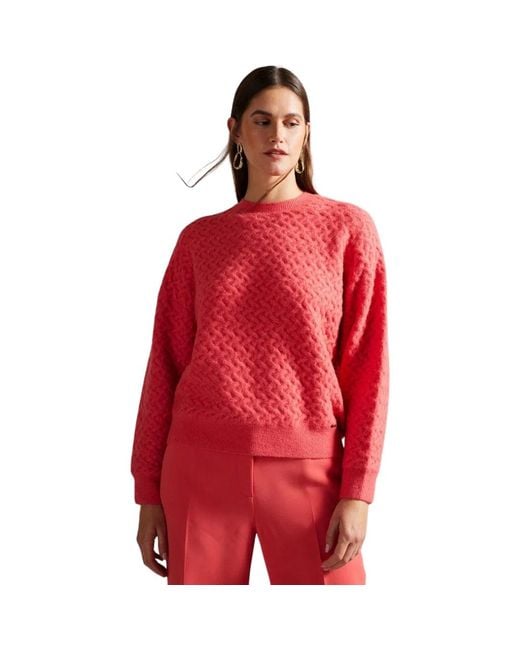 Ted Baker Red Wmk Morlea Horizontal Cable Relaxed Fit