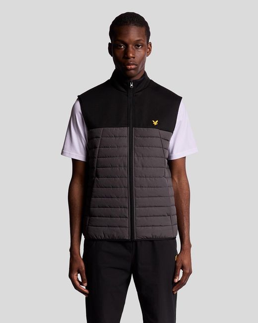 Lyle & Scott Black Sports Fleece Hybrid Gilet for men
