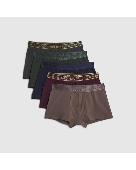 River Island Multicolor Multicoloured Pack Of 5 Underwear Trunks for men