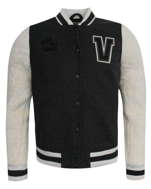 Vans Black Off The Wall University Fleece Zip Up Varsity Jacket 2Y7875 A41E A113B for men