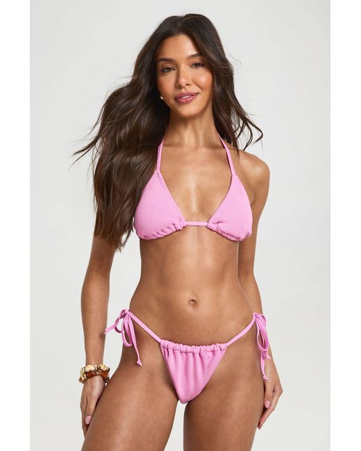 Boohoo Textured Triangle Bikini Top & Tie Side Bottom Set