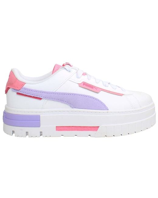 PUMA White Mayze Crashed Trainers