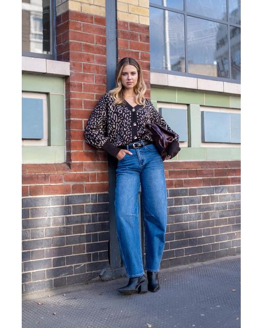 Gini London Blue Mid Rise Barrel Leg Jeans
