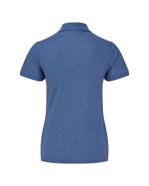 Fruit Of The Loom Blue Lady-Fit 65/35 Short Sleeve Polo Shirt (Heather Royal)