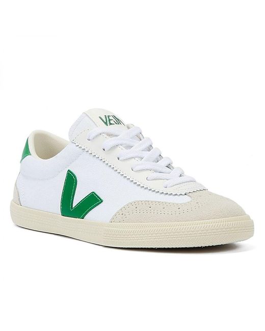 Veja White Volley /Emeraude Trainers Suede