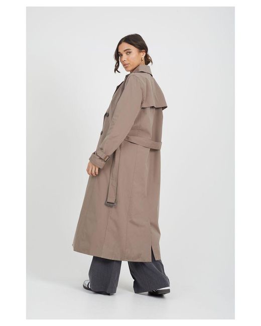 Brave Soul White Double-Breasted Longline Trench Coat
