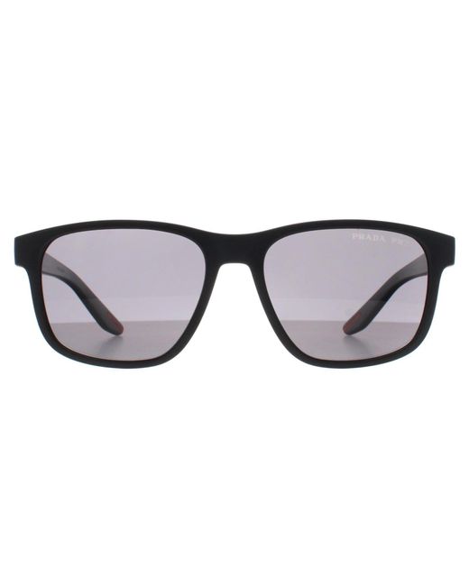 Prada Sport Gray Rectangle Rubber Dark Polarized Ps06Ys for men